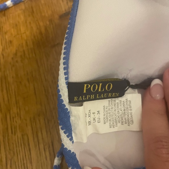 women’s POLO blue and white string bikini top - Picture 2 of 3
